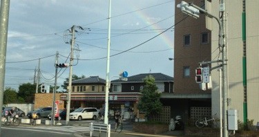 今日は夕方に虹が出ていました