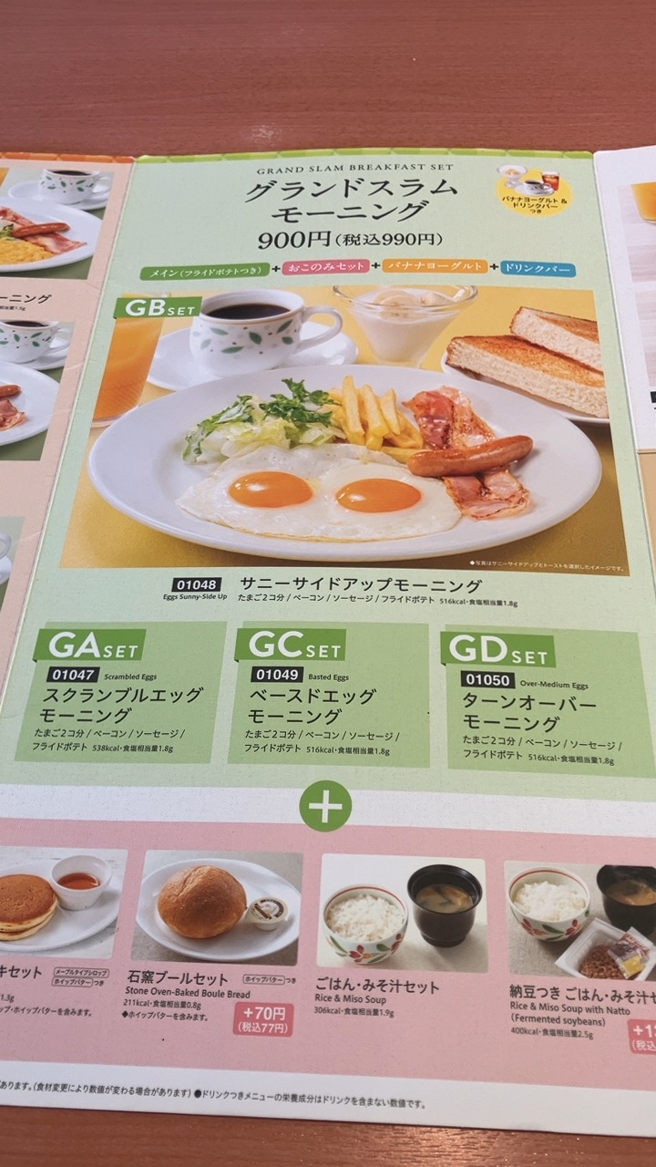 デニーズのグランドスラムモーニング